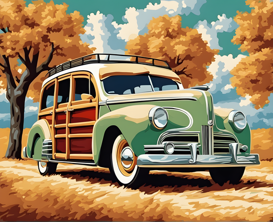 Vintage Woody Wagon (1) - Van-Go Paint-By-Number Kit