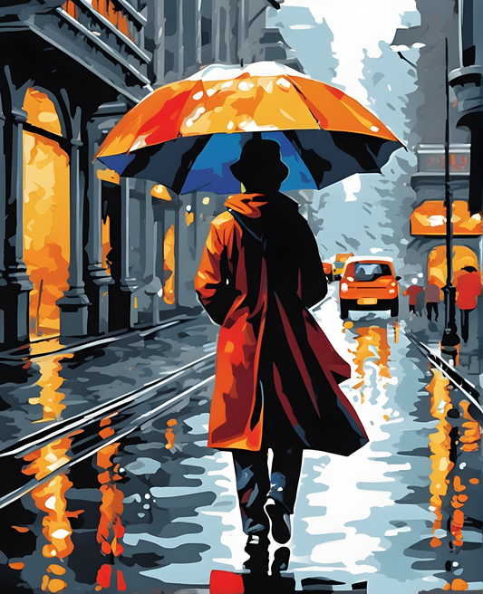 Walking in the rain (1) - Van-Go Paint-By-Number Kit