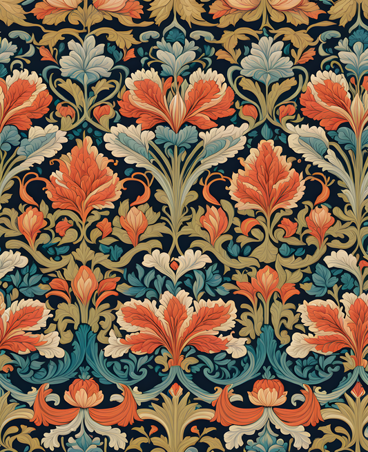 William Morris Style Collection PD (199) - Wandle Design - Fabric Pattern - Van-Go Paint-By-Number Kit