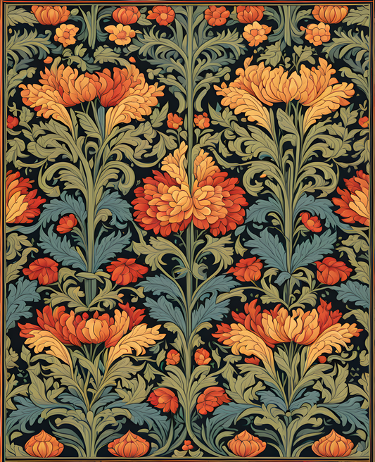 William Morris Style Collection PD (197) - Wandle Design - Fabric Pattern - Van-Go Paint-By-Number Kit