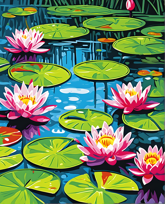 Flowers Collection OD (12) - Water Lily - Van-Go Paint-By-Number Kit