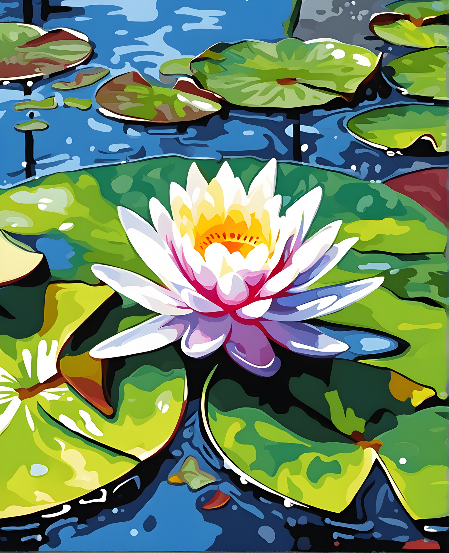 Flowers Collection OD (13) - Water Lily - Van-Go Paint-By-Number Kit