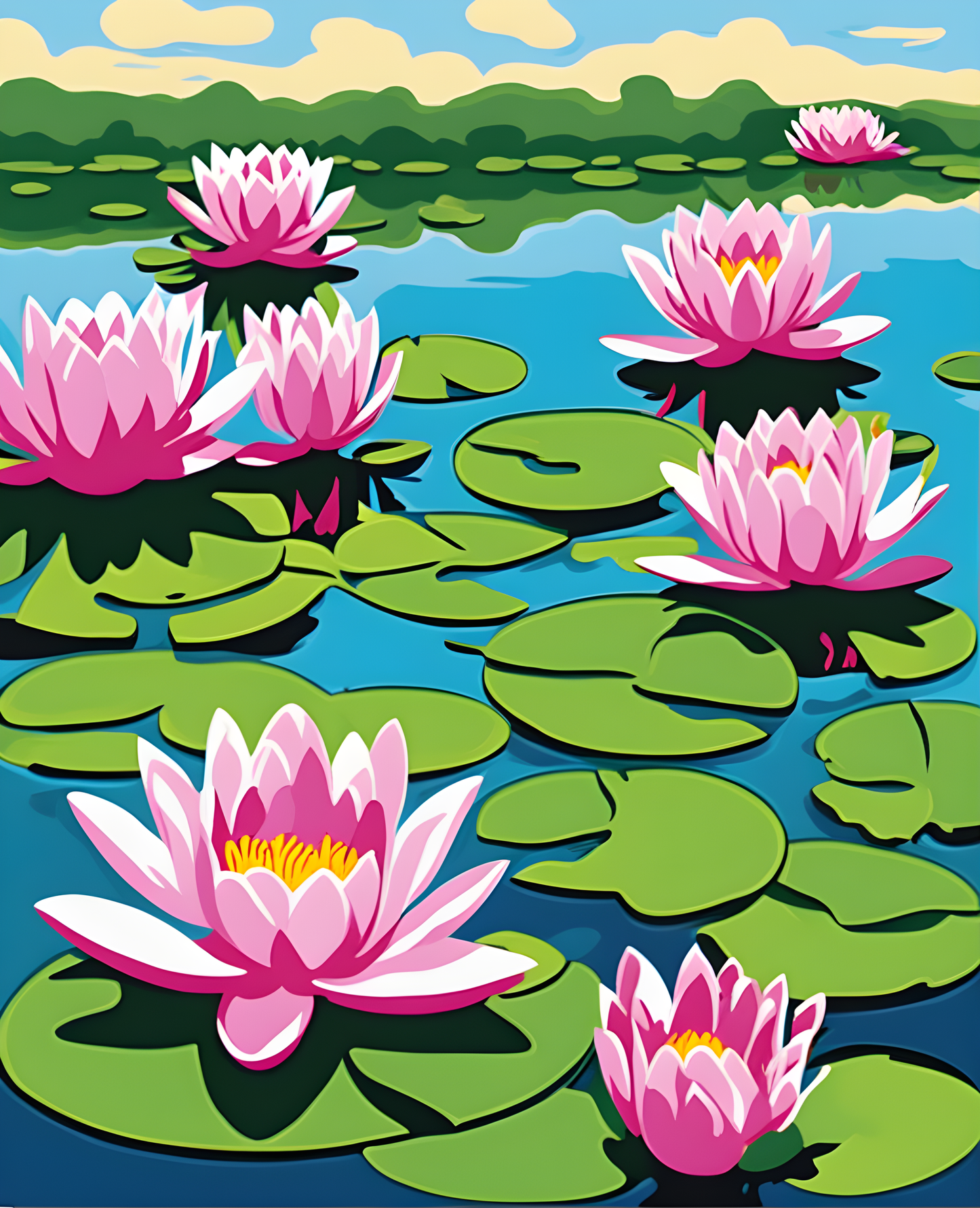 Flowers Collection OD (15) - Water Lily - Van-Go Paint-By-Number Kit