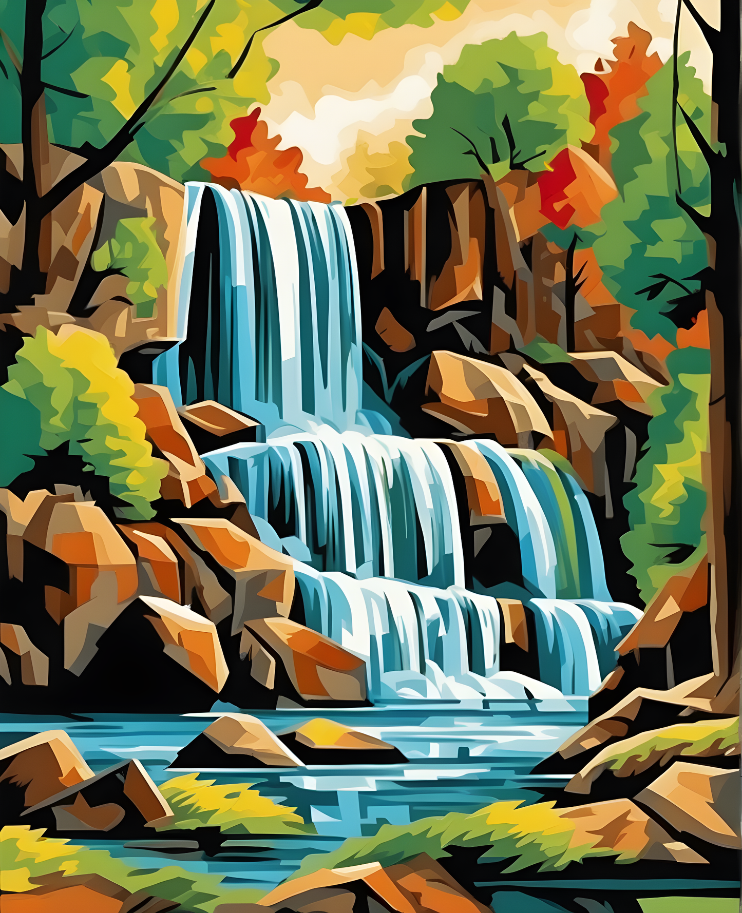 Waterfall (3) - Van-Go Paint-By-Number Kit