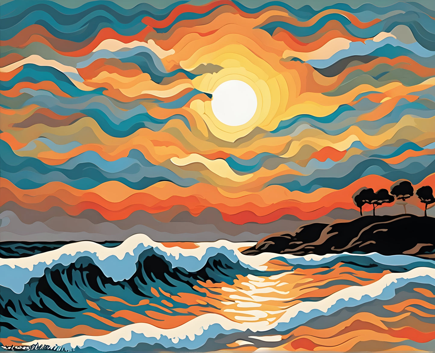 Wavy Sunset PD - Van-Go Paint-By-Number Kit