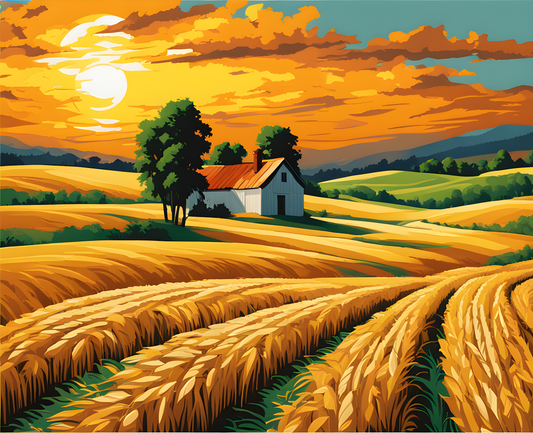 Wheat field with sheaves PD (3) - Van-Go Paint-By-Number Kit