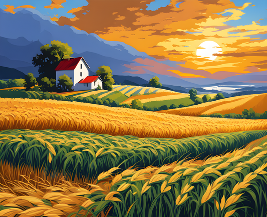 Wheat field with sheaves PD (1) - Van-Go Paint-By-Number Kit
