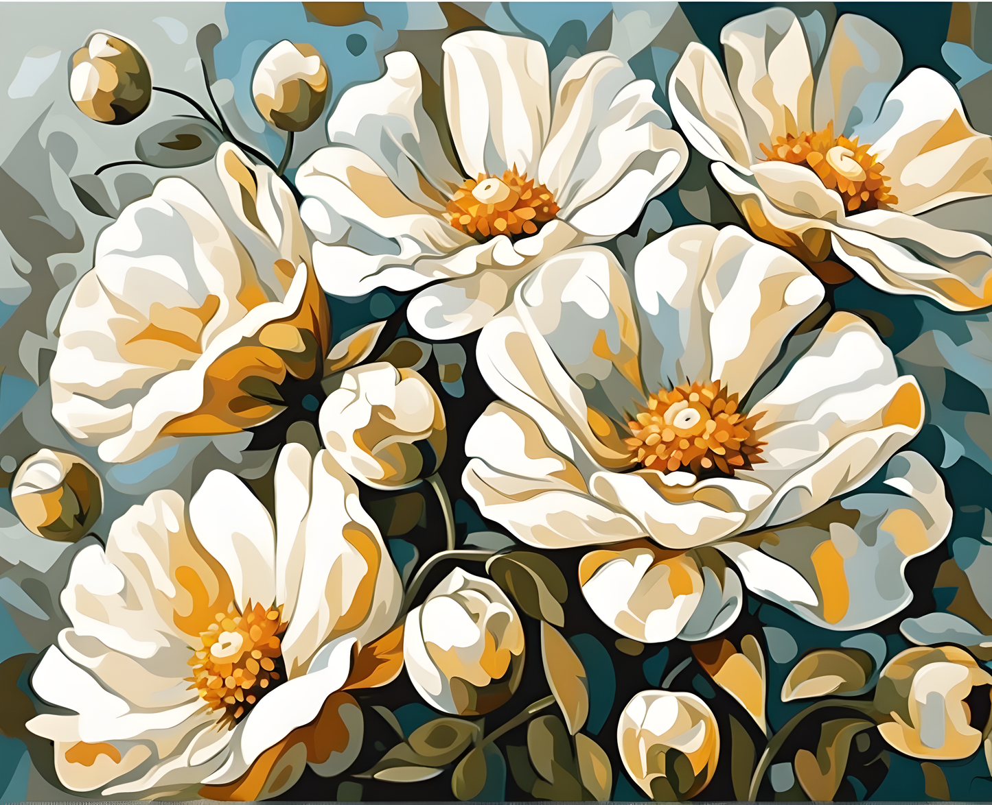 WHITE FLOWERS (2) - Van-Go Paint-By-Number Kit
