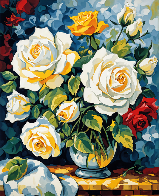 White Roses PD (2) - Van-Go Paint-By-Number Kit