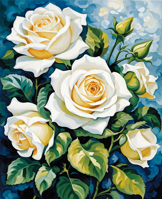 White Roses PD (1) - Van-Go Paint-By-Number Kit