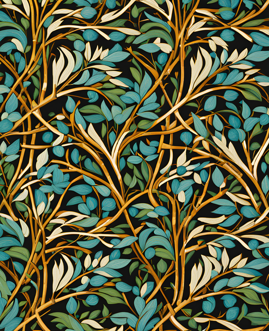 William Morris Style Collection PD (201) - Willow Bough - Fabric Pattern - Van-Go Paint-By-Number Kit
