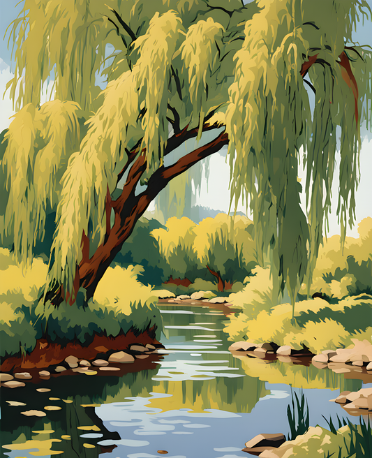 Willows by a Stream (1) - Van-Go Paint-By-Number Kit