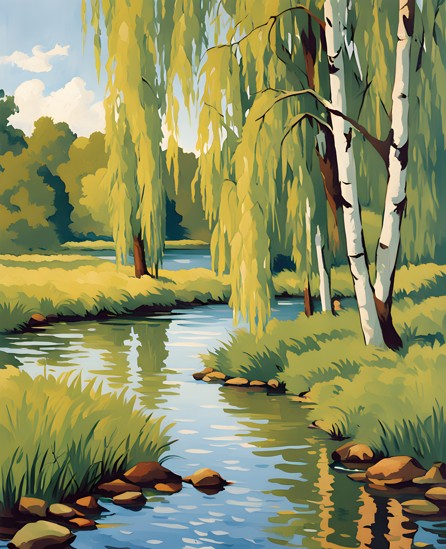 Willows by a Stream (2) - Van-Go Paint-By-Number Kit