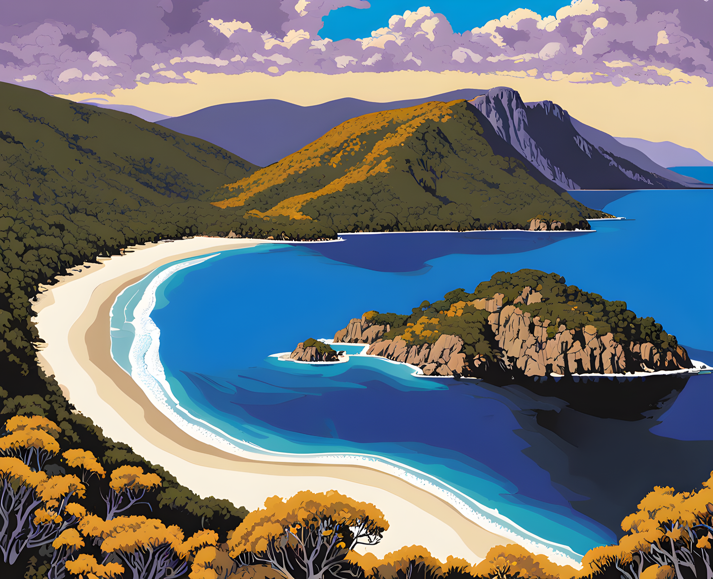 Australia Collection PD (104) - Wineglass Bay, TAS - Van-Go Paint-By-Number