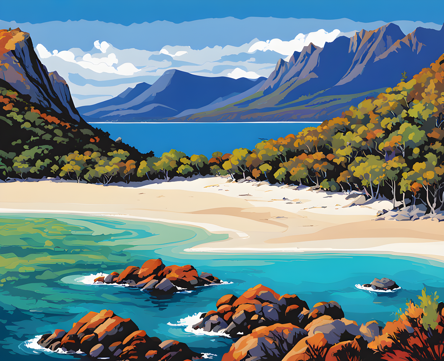 Australia Collection PD (103) - Wineglass Bay, TAS - Van-Go Paint-By-Number