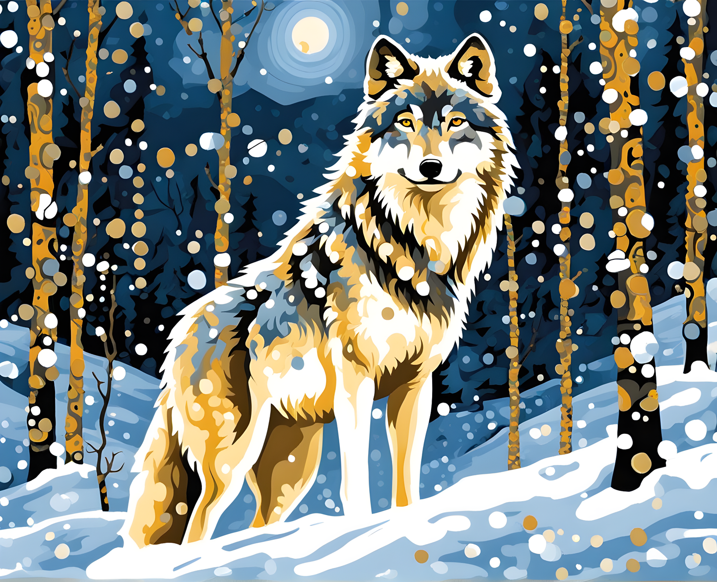 Wolves Collection PD (19) - Wolf in the Snow - Van-Go Paint-By-Number Kit