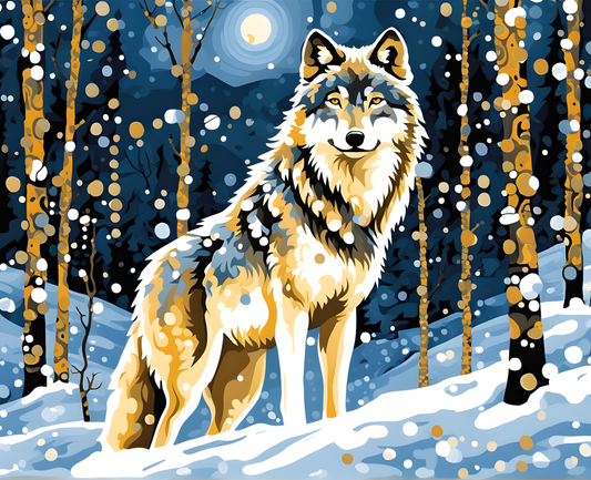 Wolves Collection PD (19) - Wolf in the Snow - Van-Go Paint-By-Number Kit