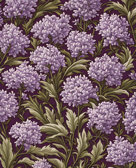 William Morris Style Collection PD (203) - Wispa Heather Violet - Fabric Pattern - Van-Go Paint-By-Number Kit