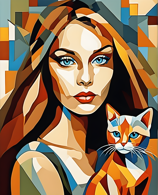 Woman and cat - Van-Go Paint-By-Number Kit