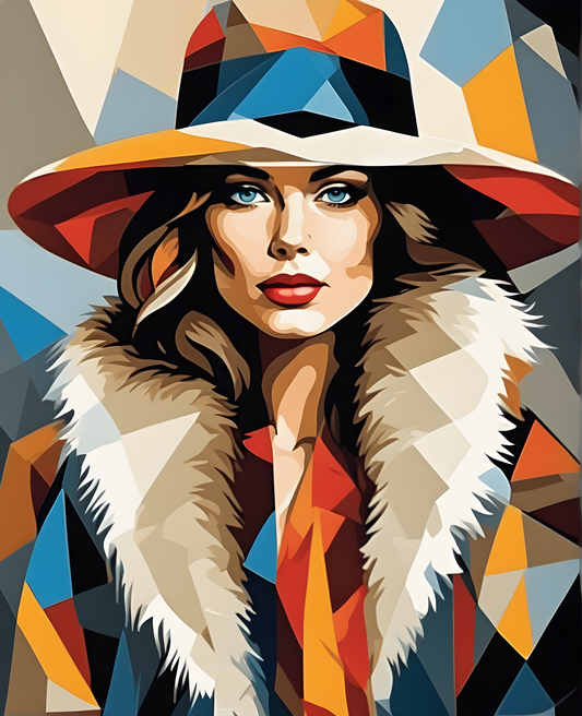 Woman in Hat and Fur Collar (2) - Van-Go Paint-By-Number Kit