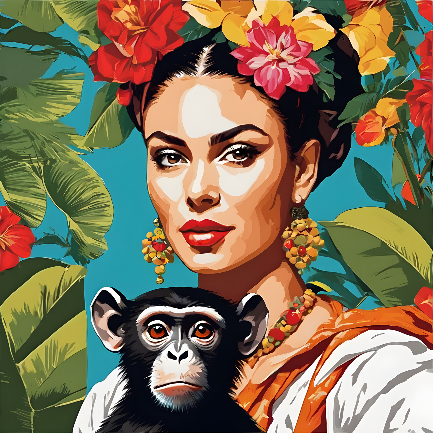 Woman Portrait with a Monkey PD (3) - Van-Go Paint-By-Number Kit