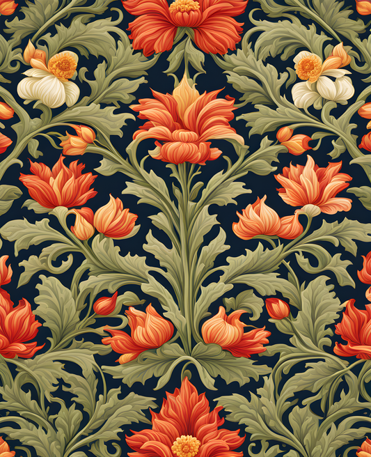 William Morris Style Collection PD (208) - Wreath - Fabric Pattern - Van-Go Paint-By-Number Kit