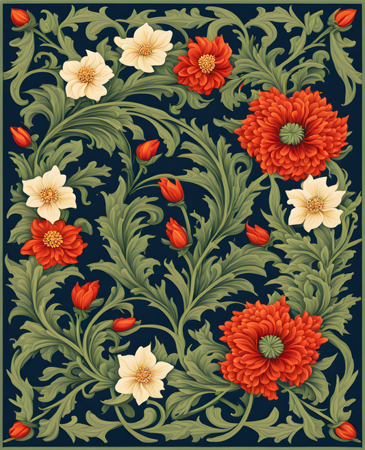 William Morris Style Collection PD (209) - Wreath - Fabric Pattern - Van-Go Paint-By-Number Kit