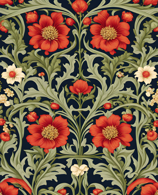 William Morris Style Collection PD (210) - Wreath - Fabric Pattern - Van-Go Paint-By-Number Kit