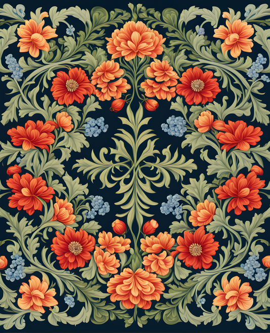 William Morris Style Collection PD (211) - Wreath - Fabric Pattern - Van-Go Paint-By-Number Kit