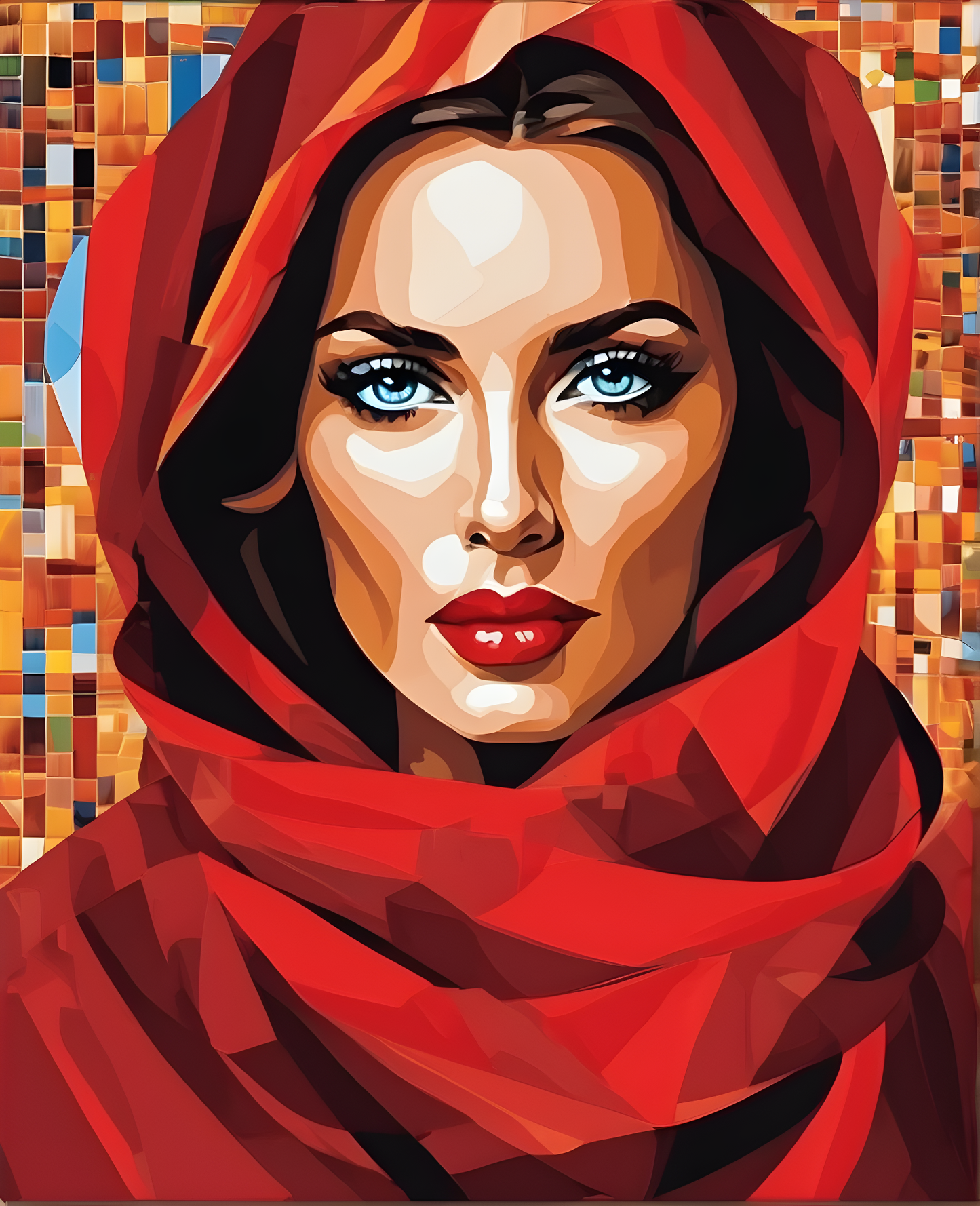 Lady In Red Collection PD (69) - with Red Scarf - Van-Go Paint-By-Number Kit
