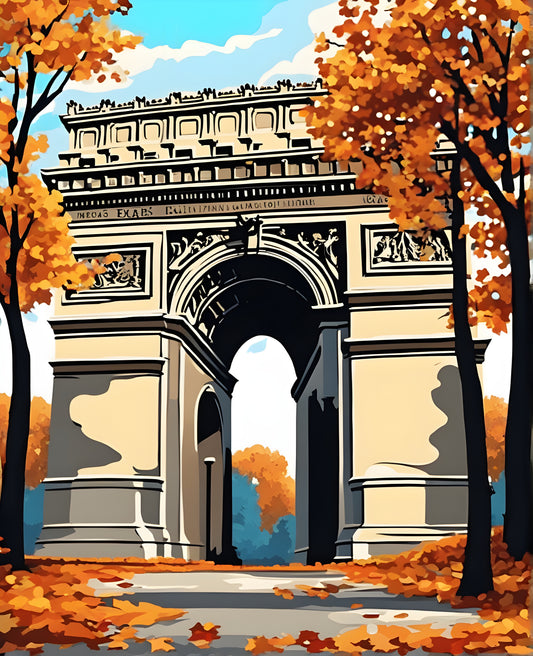 Vintage Autumn Arc de Triomphe, Paris - Van-Go Paint-By-Number Kit