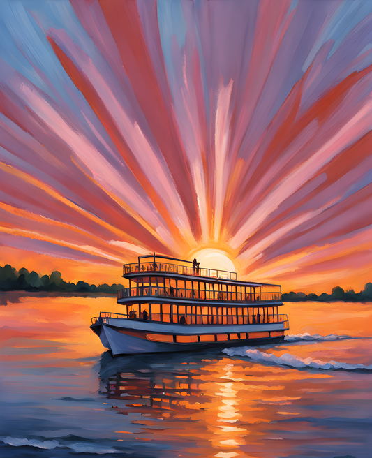 USA Great Places (84) - Sunset Cruise on a Mississippi Paddleboat - Van-Go Paint-By-Number Kit