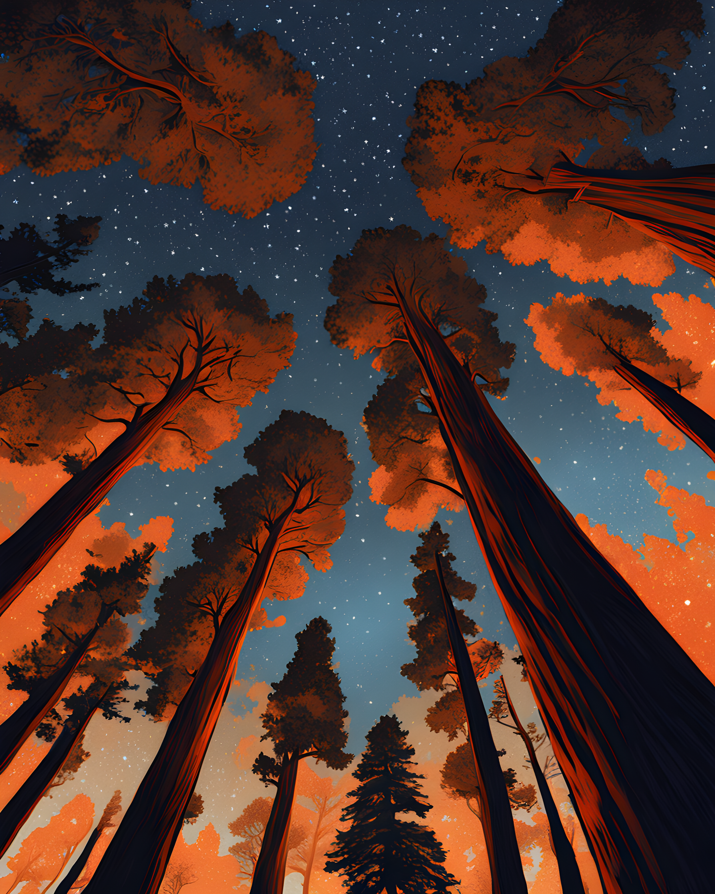 USA Great Places (51) - Starry Night over a Redwood Forest, California - Van-Go Paint-By-Number Kit