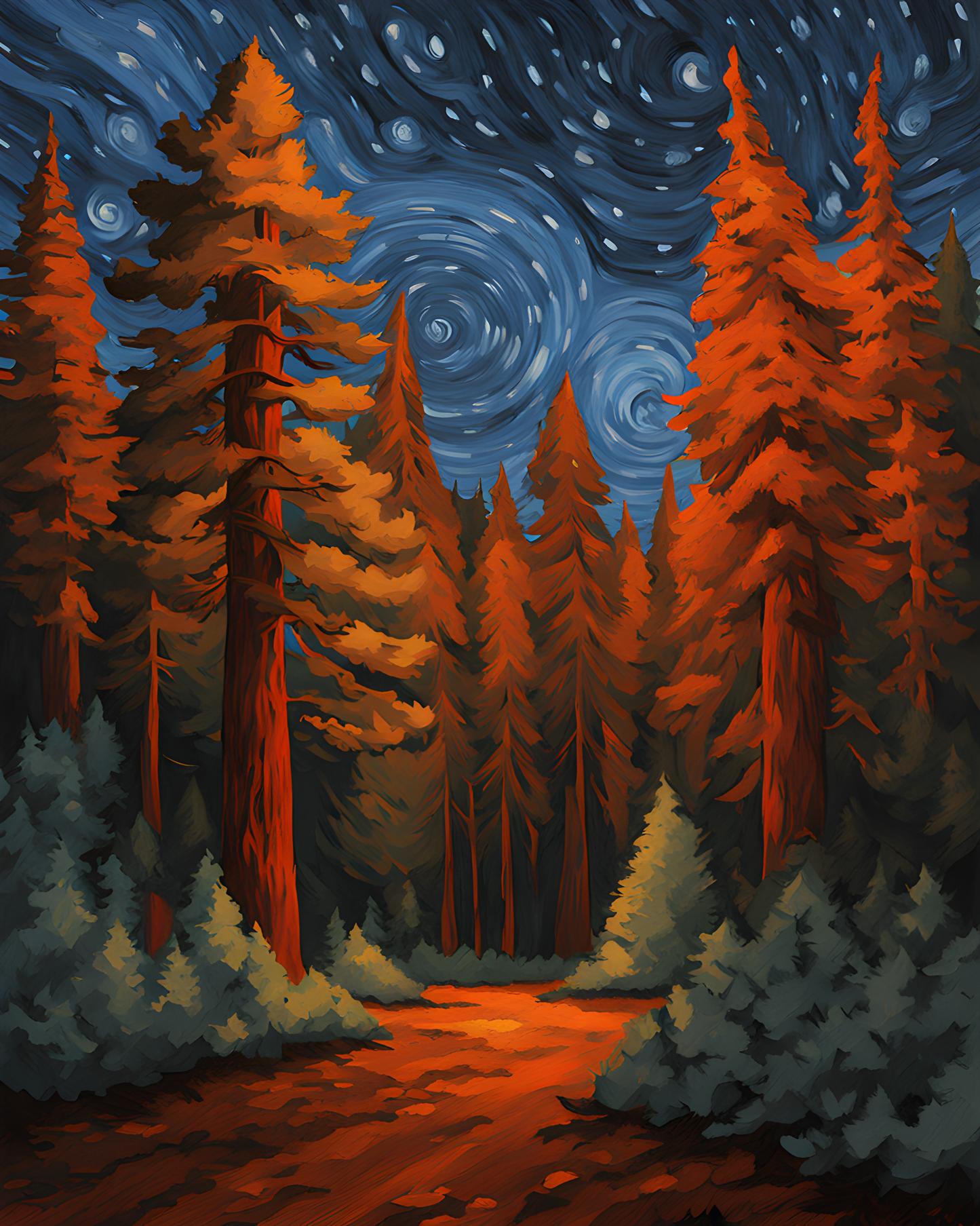 USA Great Places (52) - Starry Night over a Redwood Forest, California - Van-Go Paint-By-Number Kit