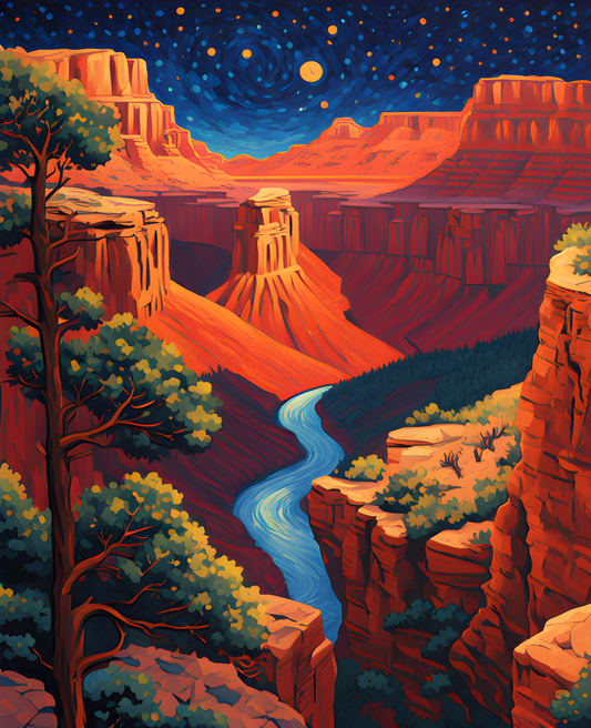 USA Great Places (87) - Starry Night over the Grand Canyon - Van-Go Paint-By-Number Kit