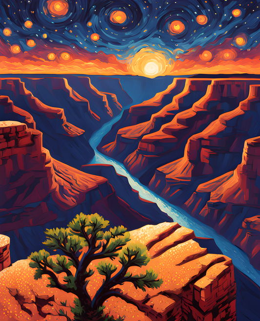 USA Great Places (86) - Starry Night over the Grand Canyon - Van-Go Paint-By-Number Kit