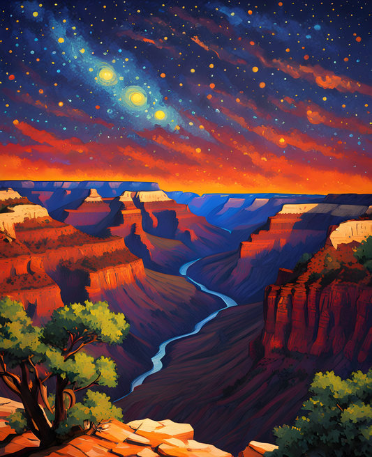 USA Great Places (88) - Starry Night over the Grand Canyon - Van-Go Paint-By-Number Kit