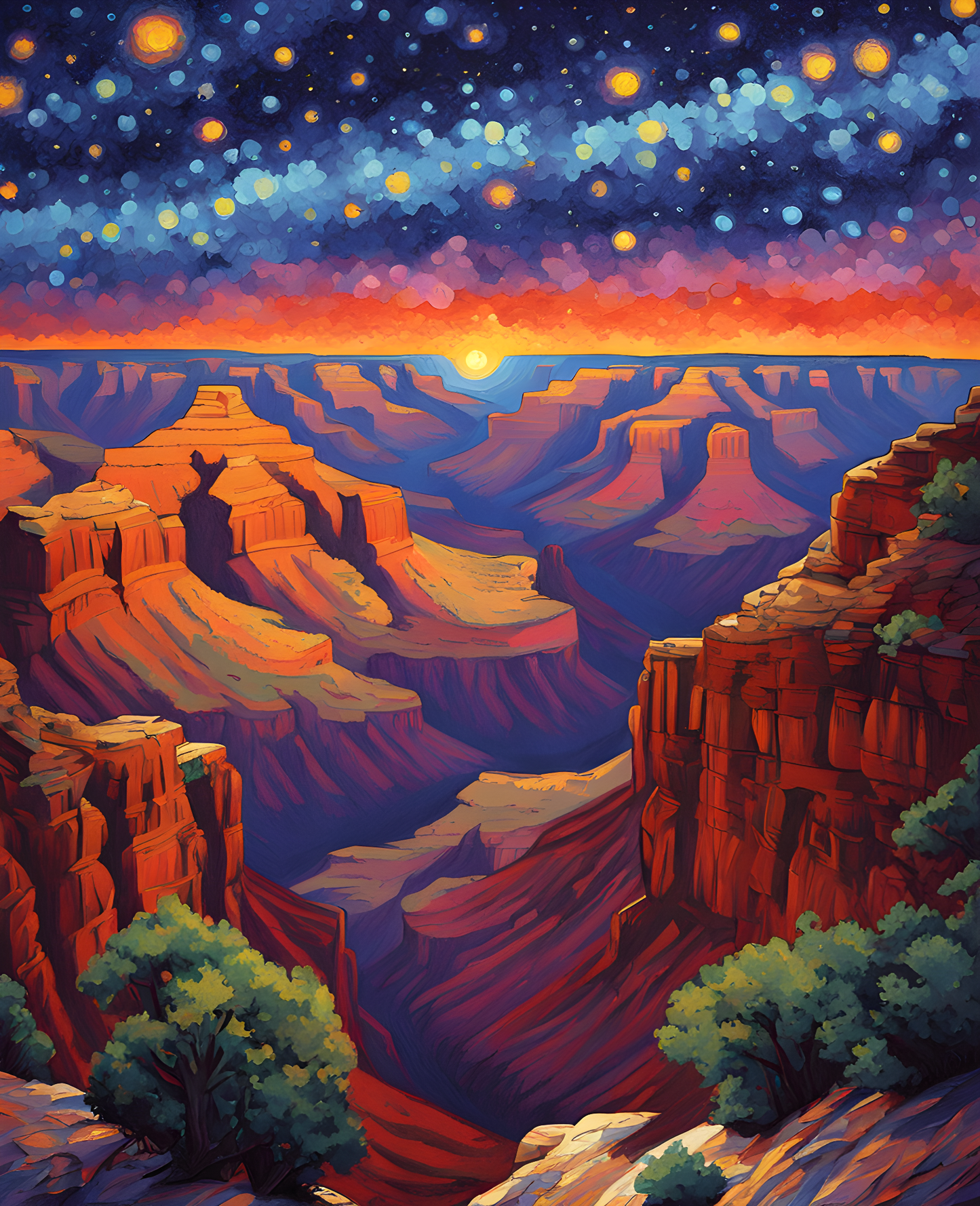 USA Great Places (89) - Starry Night over the Grand Canyon - Van-Go Paint-By-Number Kit