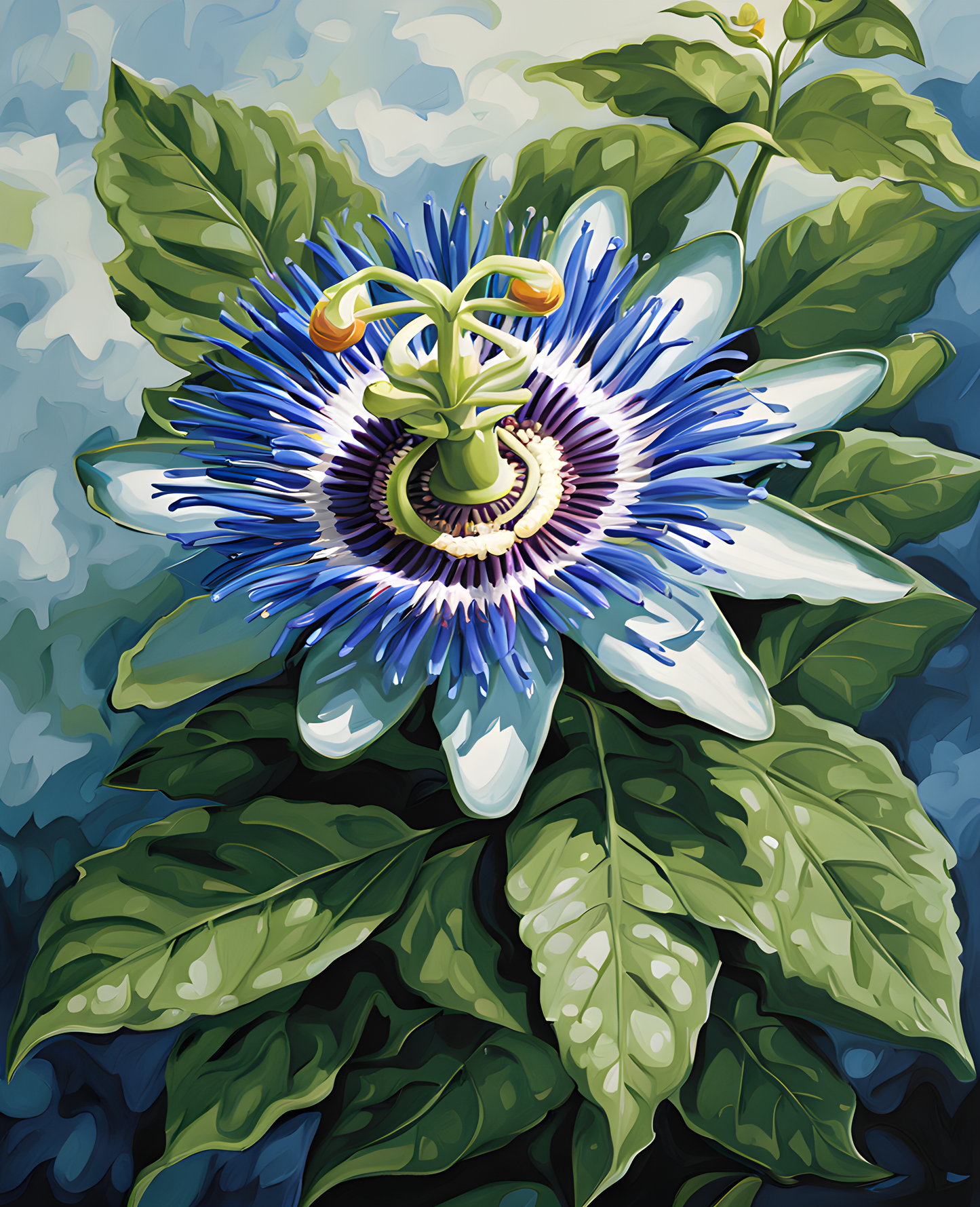 Exotic Flowers Collection (38) - Blue Passionflower Harmony - Van-Go Paint-By-Number Kit