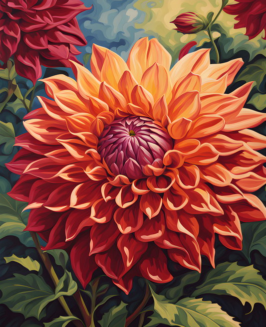 Exotic Flowers Collection (16) - Dahlia Radiance - Van-Go Paint-By-Number Kit