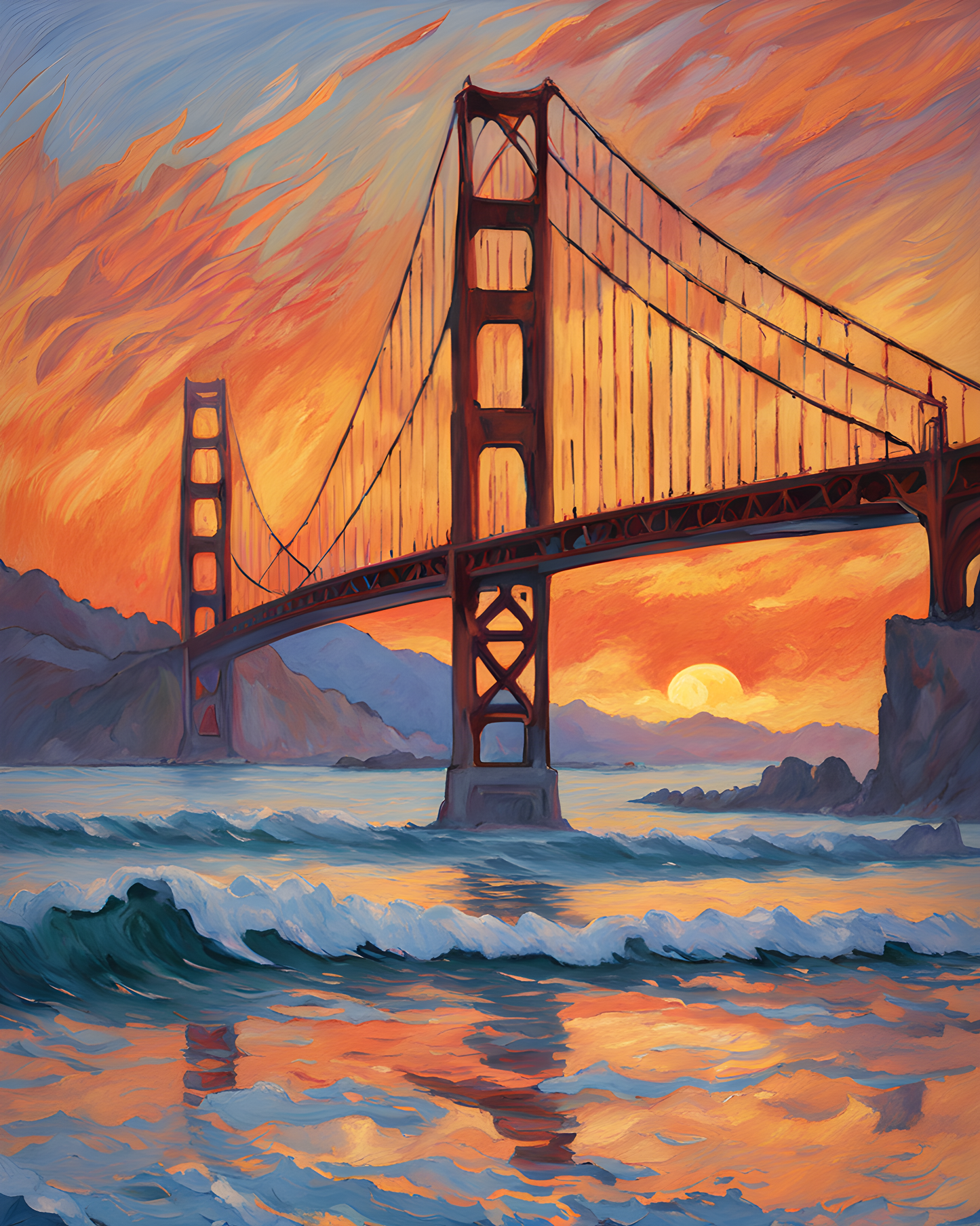 USA Great Places (17) - Golden Gate Sunset - Van-Go Paint-By-Number Kit