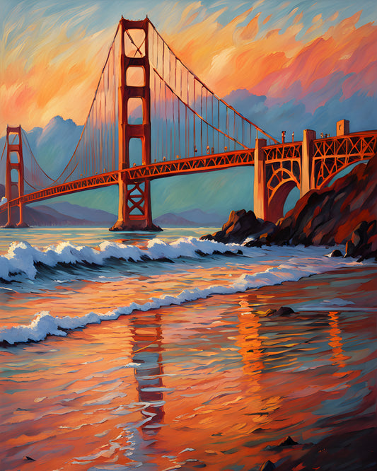 USA Great Places (16) - Golden Gate Sunset - Van-Go Paint-By-Number Kit