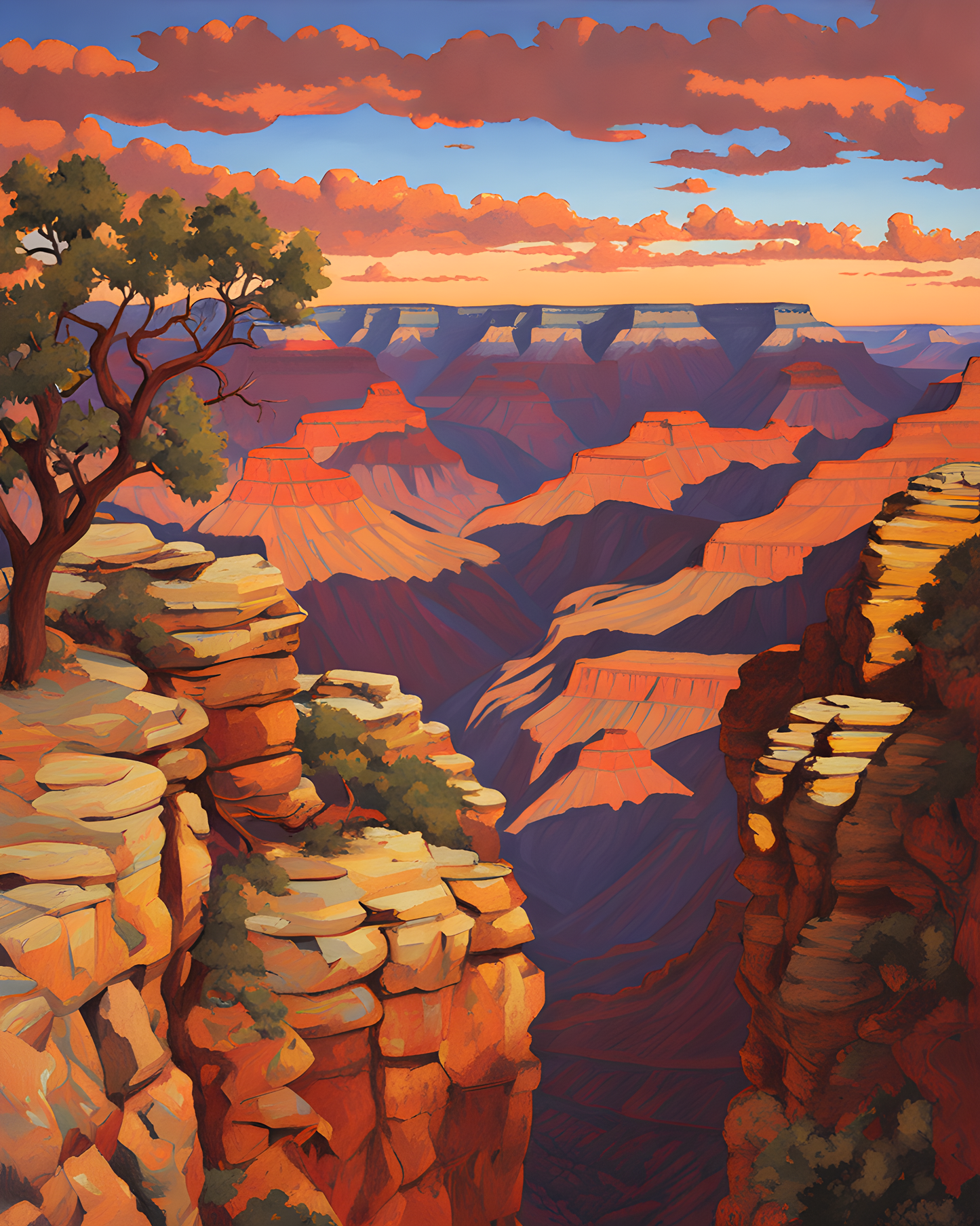 USA Great Places (95) - Grand Canyon Vista at Sunset - Van-Go Paint-By-Number Kit