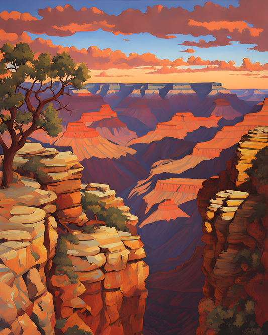 USA Great Places (95) - Grand Canyon Vista at Sunset - Van-Go Paint-By-Number Kit