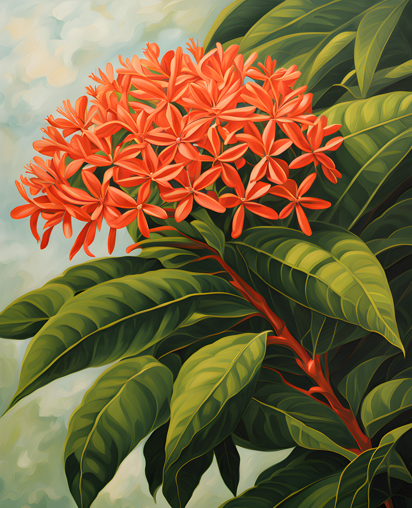 Exotic Flowers Collection (30) - Ixora Impression - Van-Go Paint-By-Number Kit