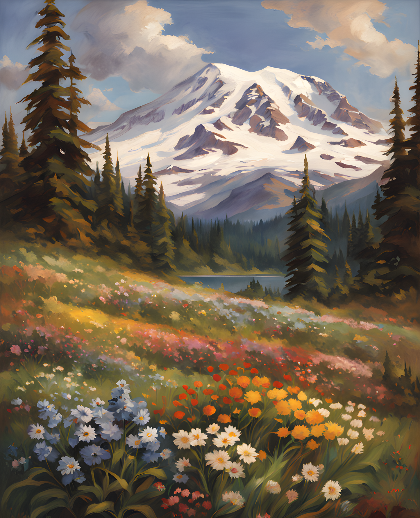 USA Great Places (19) - Mount Rainier in Spring - Van-Go Paint-By-Number Kit