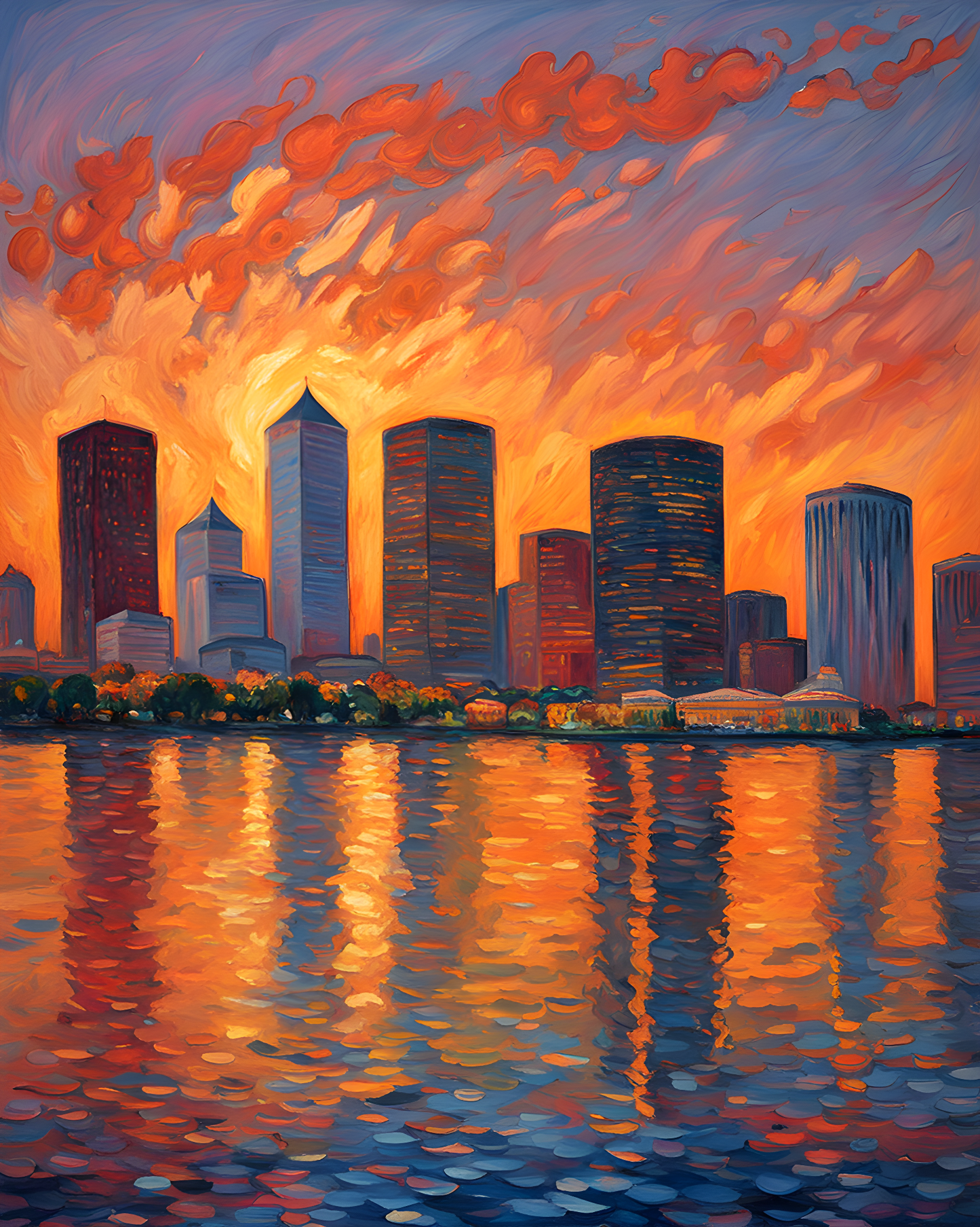 New Orleans Collection (2) - Skyline at Sunset - Van-Go Paint-By-Number Kit