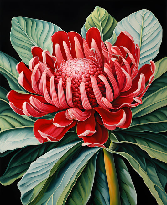 Exotic Flowers Collection (86) - Red Torch Ginger Brilliance - Van-Go Paint-By-Number Kit