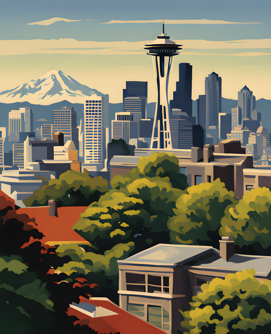 USA Great Places (61) - Seattle Skyline - Van-Go Paint-By-Number Kit