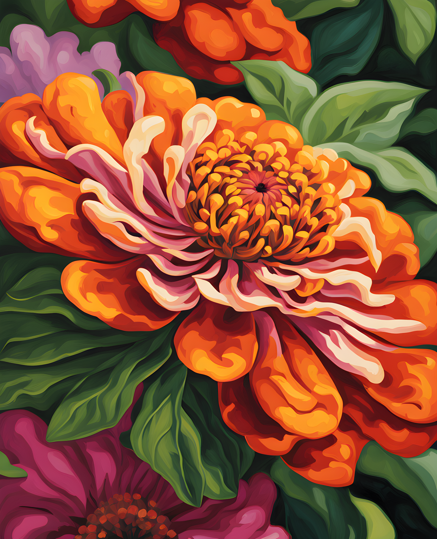 Exotic Flowers Collection (98) - Zinnia Zest - Van-Go Paint-By-Number Kit